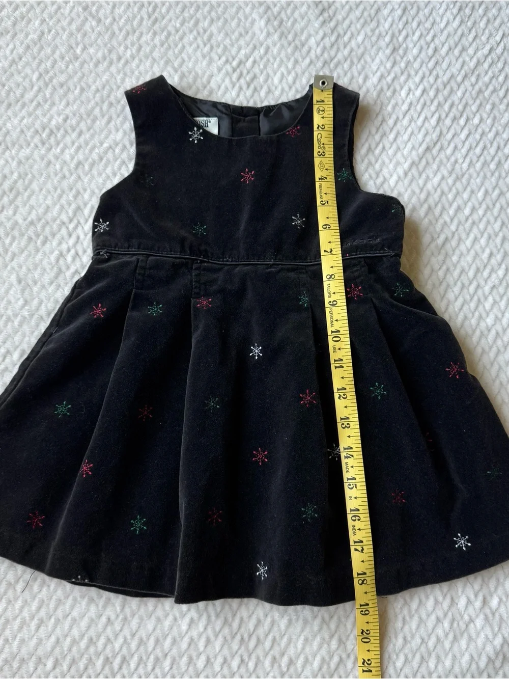 VTG 90's Y2K OshKosh B'Gosh Velvet Holiday Snowflake Dress 3T Black Embroidered